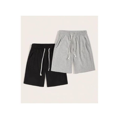 2 Plain Shorts - Grey And Black