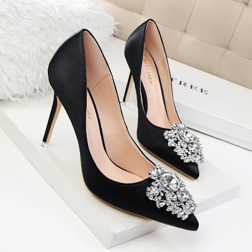 Crystal Satin Heels