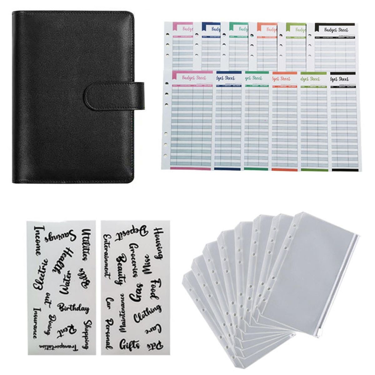 A6 Binder Pockets With A6 PU Leather Binder Cover Black