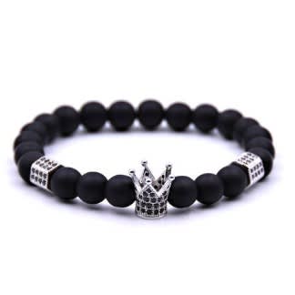 Exquisite Luxury Crown Design Mens Charm Beaded