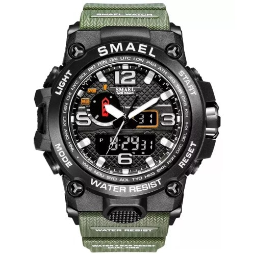 Smael Men's Waterproof Alarm Quartz & Dual DisplayWatch -1545d - 50m