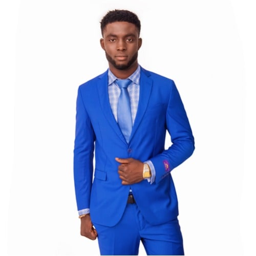 MS-2951-Notch Lapel Premium Suit With Double Button-Royal Blue