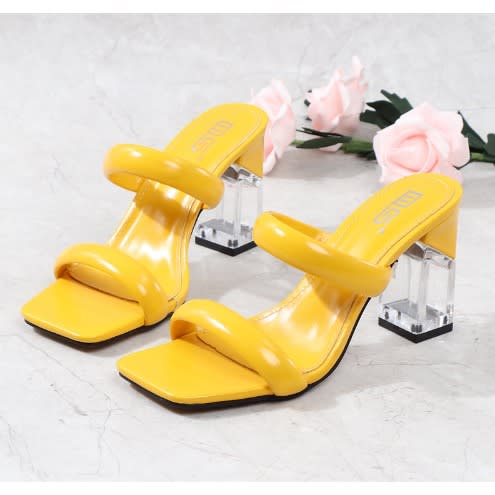 Slip On Block Mules- Yellow