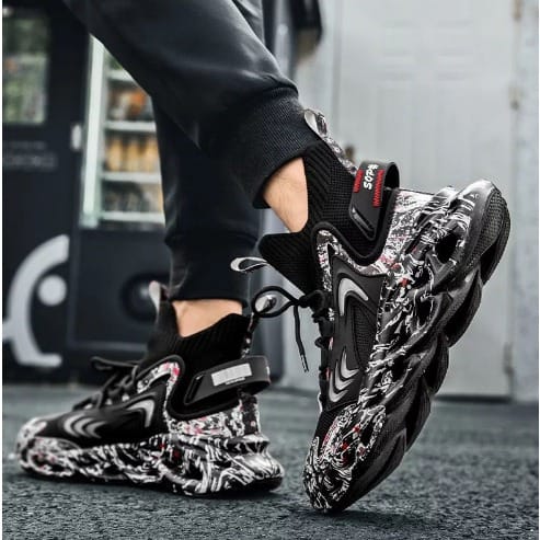 Men Laced-up Sneakers - Black
