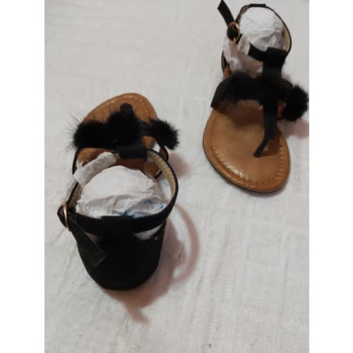 Fur Cover Sandal Black