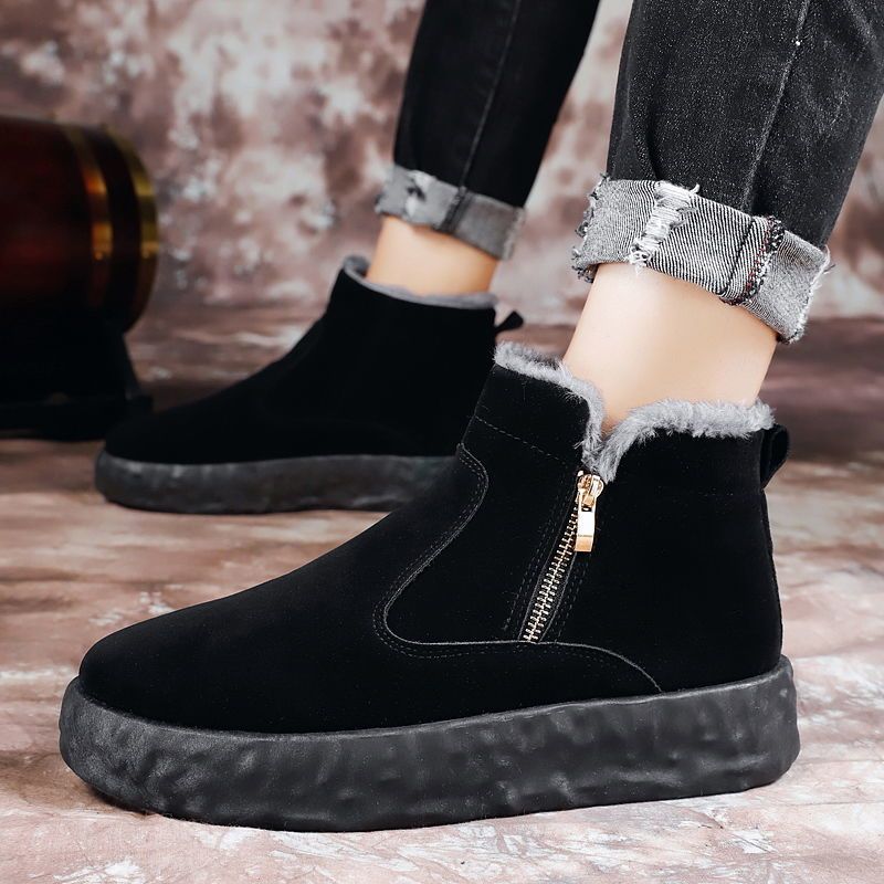 Winter Men Snow Boots Women High-top Sports Shoes Fashion Casual-B-black