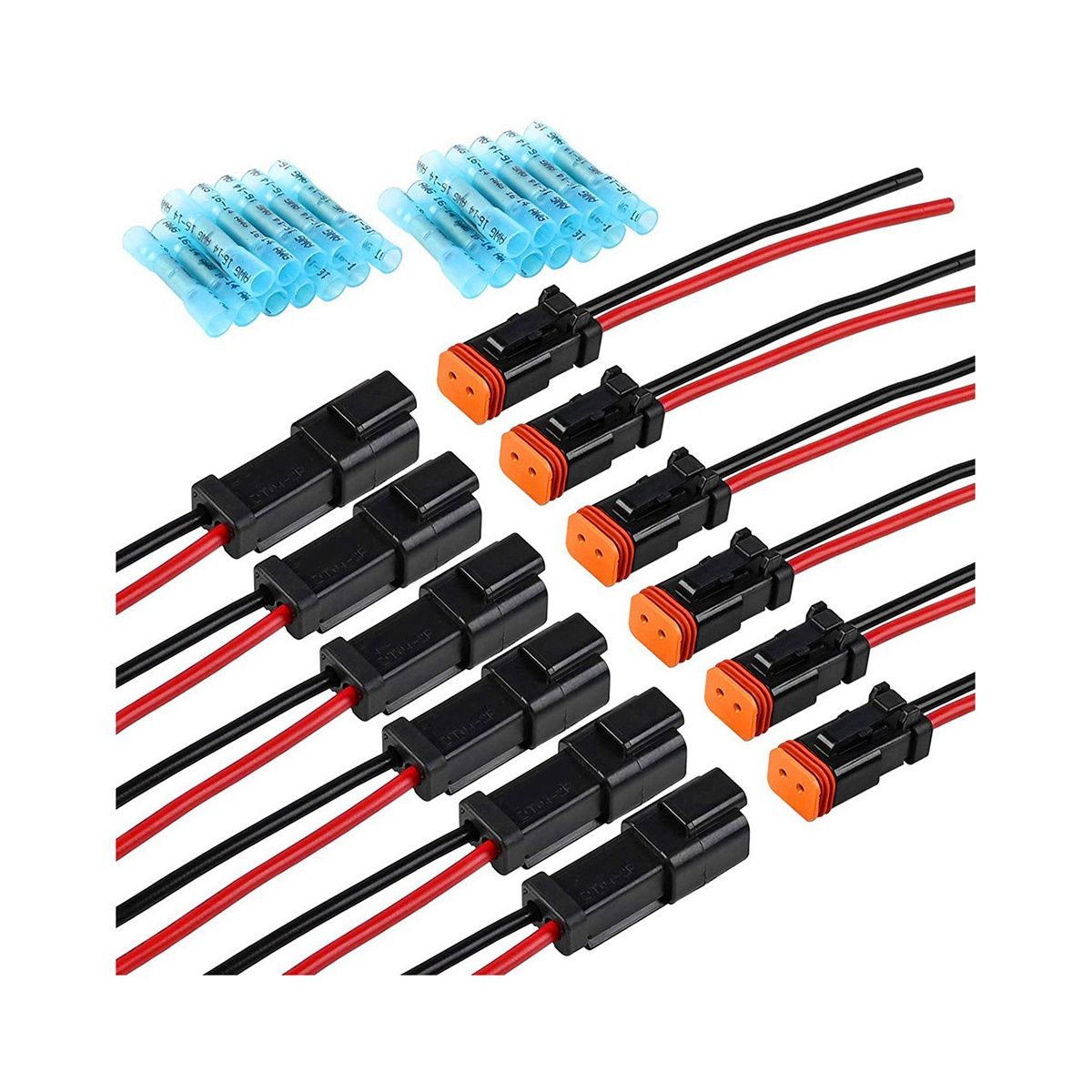 6 Pair DT 2 Pin Pigtail Kit Male Female Connector Adapter Socket Wiring Harness for LED Work Light Bar Accessories