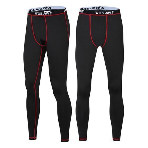 Mens Running MotorbikeThermal Fleece Leggings Base Layer Fitness Jogging Trousers Tights Sport Training Gym Wear Red
