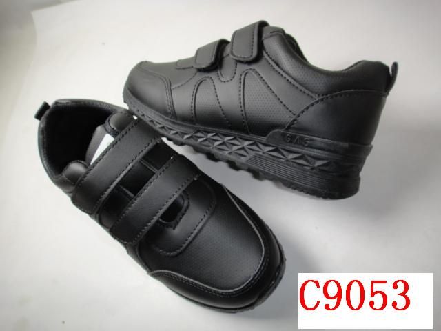 Leather Children's Sport Casual Comfortable Unisex School Sneakers Shoe-Black