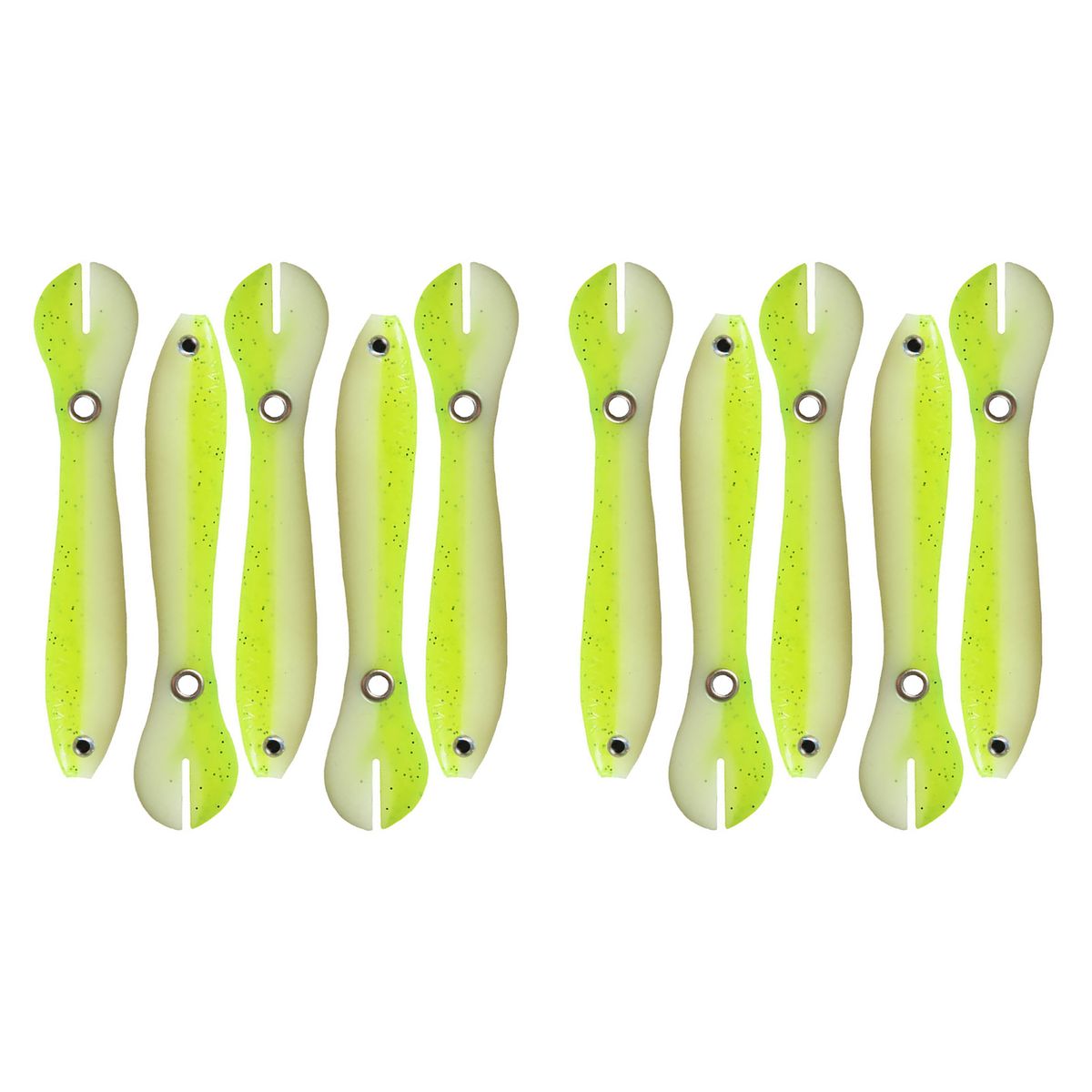 10Pcs?10cm/6g?Loach Shape?3D Fish-Green & White