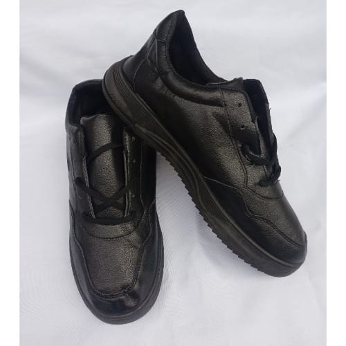 Unisex Leather Lace-up Sneakers - Black