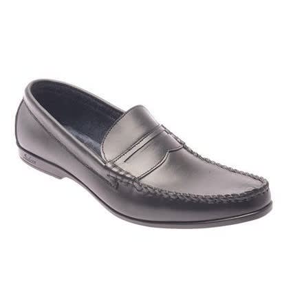 Belt Detail Leather Loafers - Black