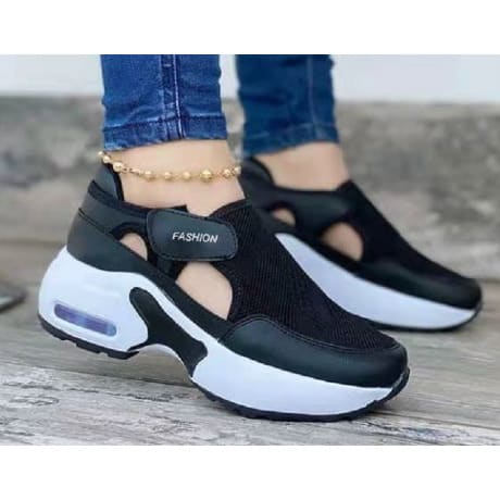 Ladies Wide T-Bar Velcro Buckles Comfy Sneakers/Trainer