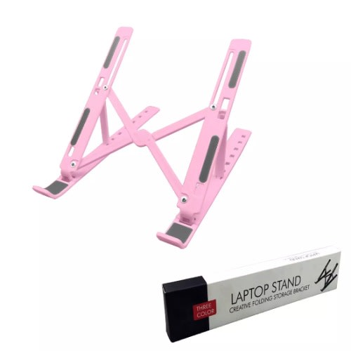 Creative Folding Storage Bracket Adjustable Laptop And Tablet Stand - Pink