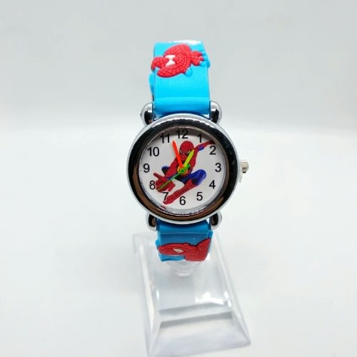 Spider-man Embossed Character Analog Boy's Watch -Aqua Blue