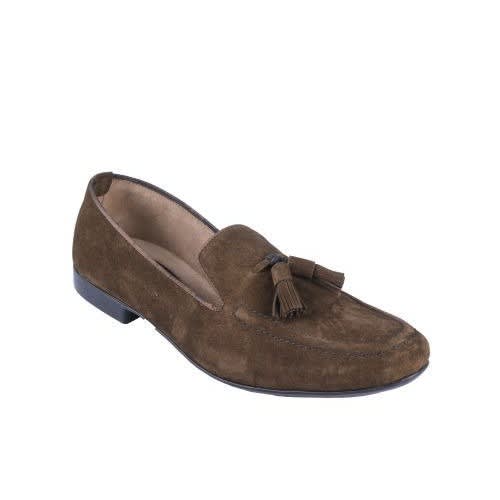 Suede Slip-on With Tassels - Brown