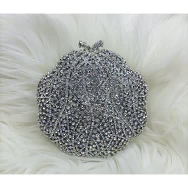 Round Elegant Silver Clutch Purse