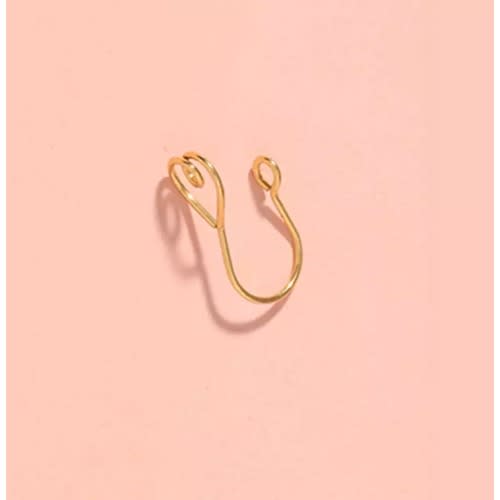 Spiral Double Circle Clip On Nose Ring - Gold