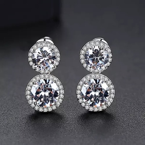 Crystal Drop Earrings - Silver