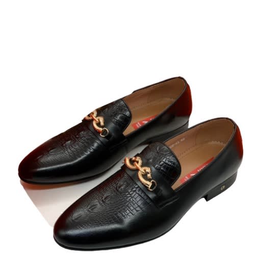 Croco Leather Shoe - Brown