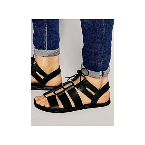 Men's Pattern Black Sandals