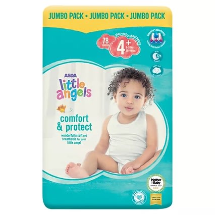 ASDA Little Angels Comfort & Protect -Size 4+ Nappies- 78Pieces