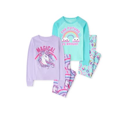 Girl's Magical Unicorn + Future Is Bright Snug Cotton Pyjamas -2 In 1