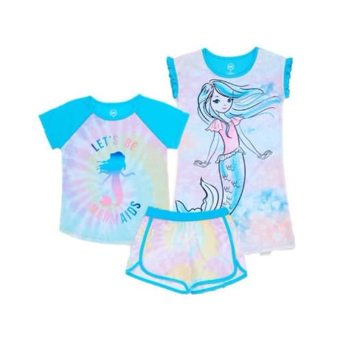 Girls Tie And Dye Rainbow Pyjama & Nightgown 2in1