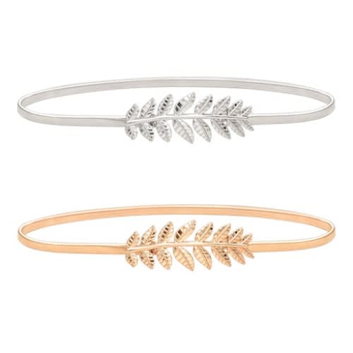 Set Of 2 Ladies Gold And Silver Elastic Belts