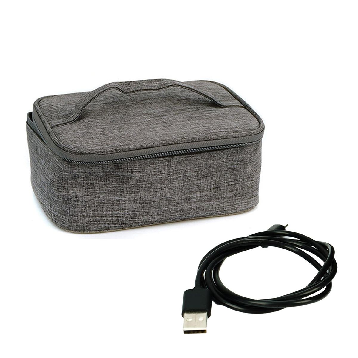 1 Set Heating Bento Bag Electric Heating Bag with Mesh Pocket Grey