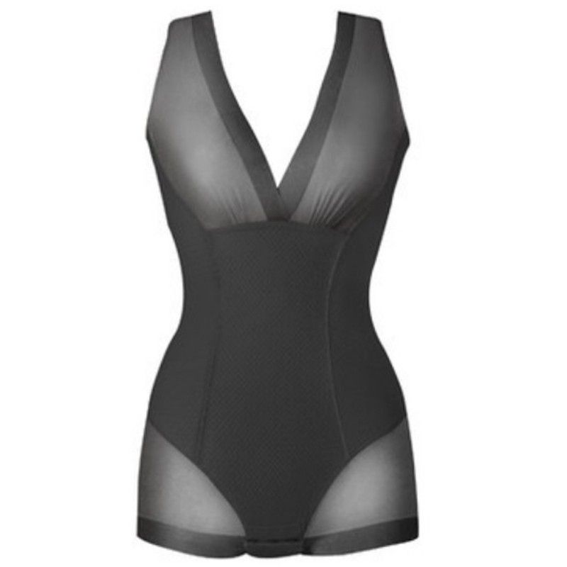 Shapewear Tummy Suit Control Underbust Women Body Shaper Slimming Underwear Vest Bodysuits Jumpsuit Correctiv L-XXL S(#Black)