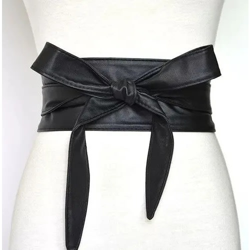 Ladies Wide Leather Belt - Black