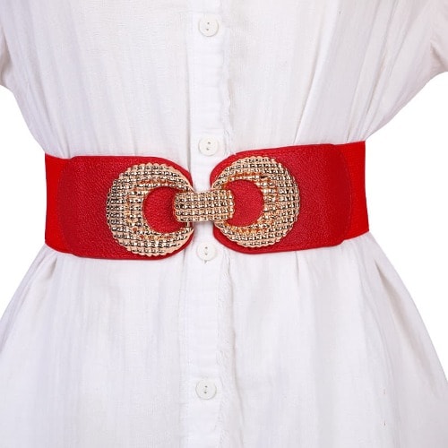 Ladies Dressy Elastic Belt - Red