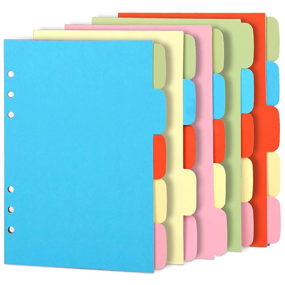 10 Sets A6 Subject Dividers Paper Sheet, Punched File Card