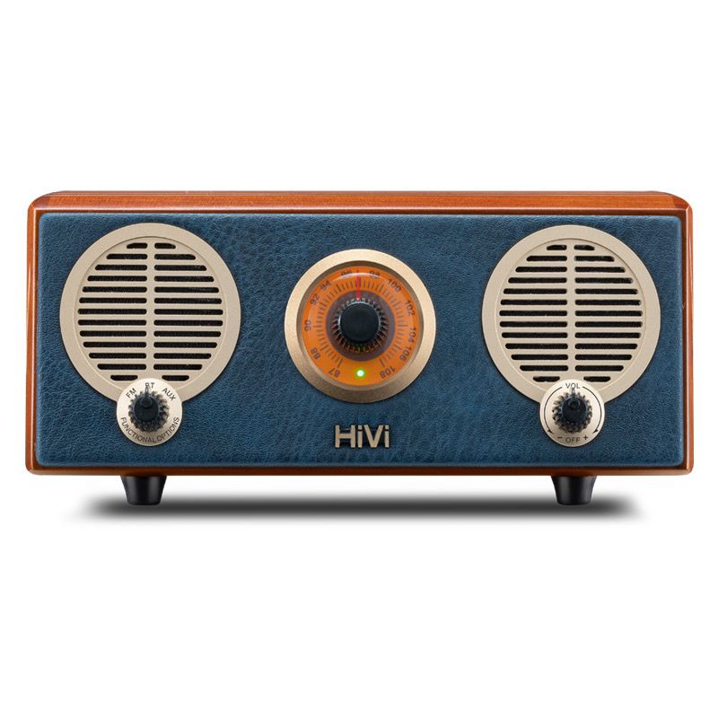 A/HiVi Classical M2R Sonata Log Wireless Bluetooth Active FM Radio Portable Speaker Blue
