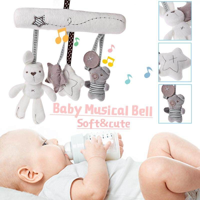 Creative Cute Animal Baby Musical Bell Trailer Pendant Bed Hanging Rattle For Stroller Crib Seat