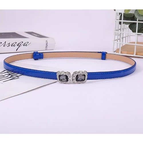Silver Stud Slim Belt- Blue
