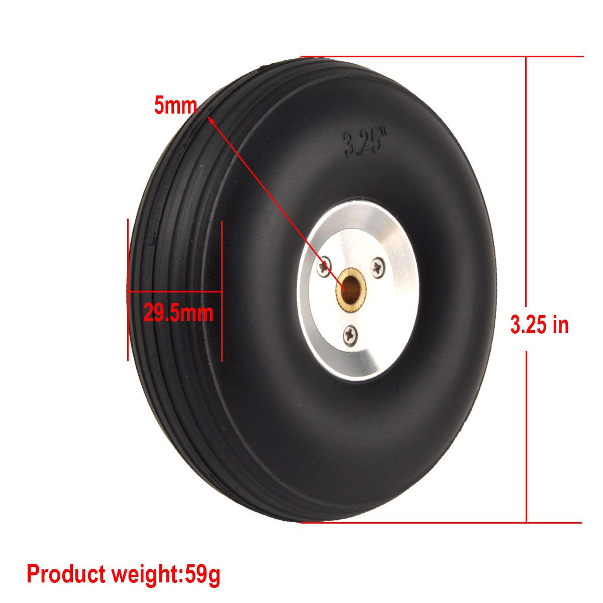 2PCS Rubber Wheel Tire Aluminum Hub For Airplane Model 2.75 '' 3'' 3.75'' 4 ''