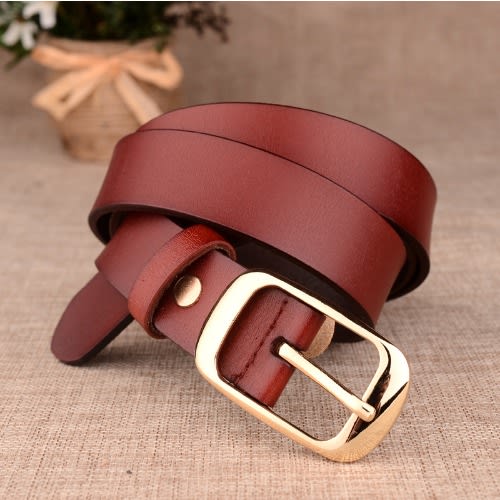 Leather Gold Bar Belt- Red