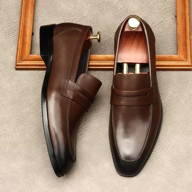 Chocolate Luxury Men Italian Dress Shoes Genuine Leather Office