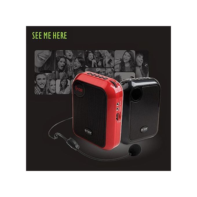 SEE ME HERE T200 Stylish Portable Voice Amplifier Loud Speaker With Wired Microphone Recorder Support Memory Card & USB, For Teachers, Presentation & Tour Guides HT-S
