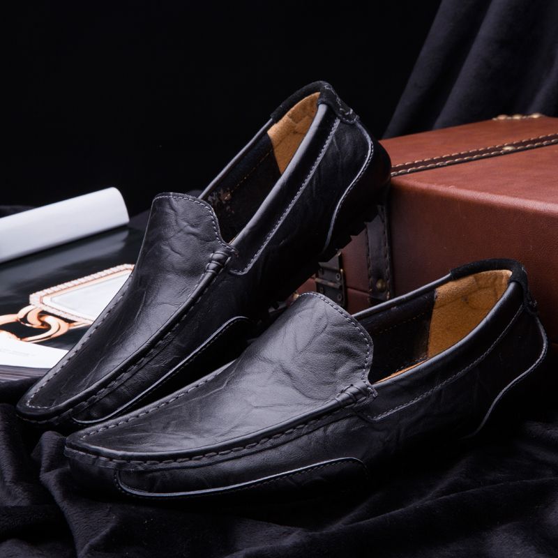 (Black)Leather Men Shoes Luxury Trendy 2020 Casual Slip On Formal Loafers Men Moccasins Italian Bla