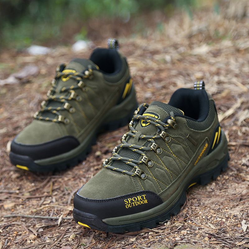 (green)Autumn Winter Solid Bottom Couples Large Size Hiking Shoes Outdoor Hiking Sneakers