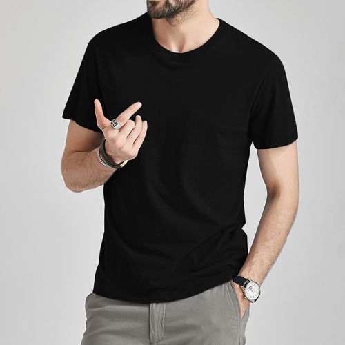 Kamiza Short Sleeve Plain T-shirt - 2 In 1 Black