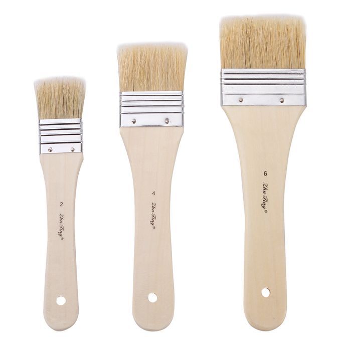 3pcs Professional Flat Paintbrush Set Bristle Paint Brush