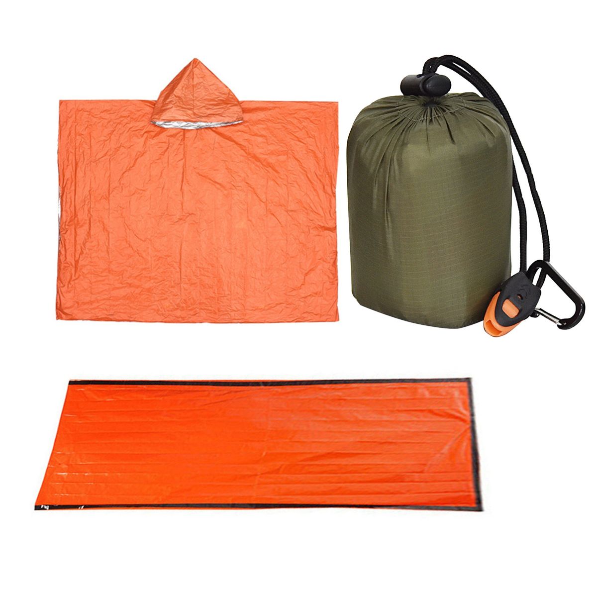 1 Set Raincoat   Unisex Camping Sleeping Bag Army Green
