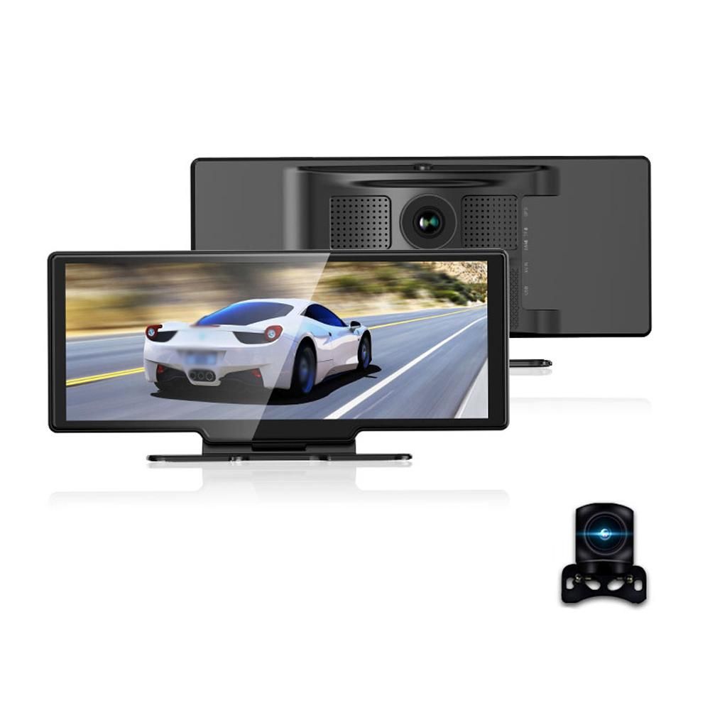 4K DVR Dash Camera Front & Rear Driving Recorder with 10.26 Inch Touchscreen for Carplay Android Auto Built-in FM WiFi Support G-Sensing Parking Monitor Loop Recording Hands-Free Calling