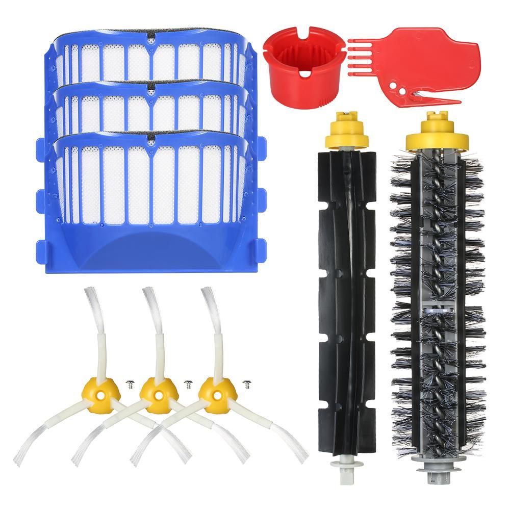 Pack of 10 Replacement Accessories Kit for iRobot Roomba 600 Series 690 691 694 650 651 664 615 601 630 Vacuum Cleaner-- Bristle Brush + Flexible Brush + Side Brushes + Filter + Cleaning Tool