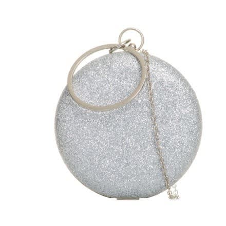 Glitter Itialian Clutch - Silver