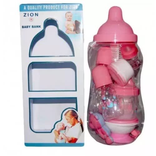 Baby Feeding Bottle Baby Bank - Pink